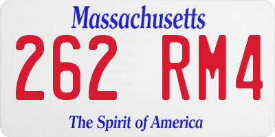 MA license plate 262RM4