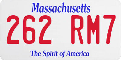 MA license plate 262RM7