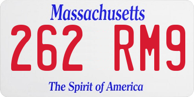 MA license plate 262RM9