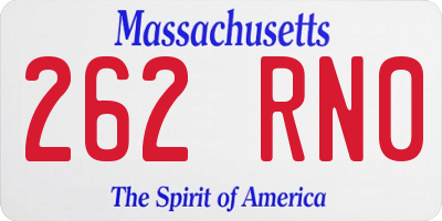 MA license plate 262RN0