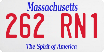 MA license plate 262RN1