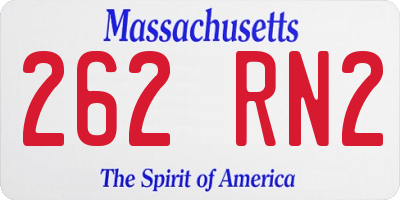 MA license plate 262RN2