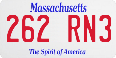 MA license plate 262RN3