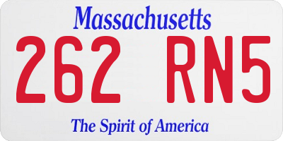 MA license plate 262RN5