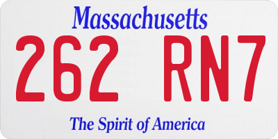 MA license plate 262RN7