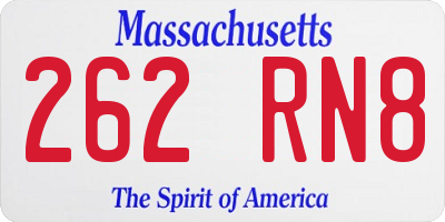 MA license plate 262RN8