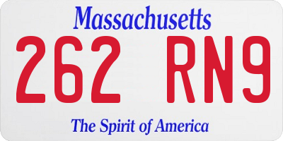 MA license plate 262RN9