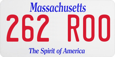 MA license plate 262RO0