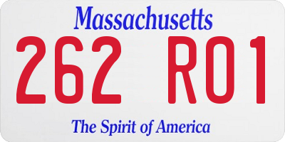 MA license plate 262RO1