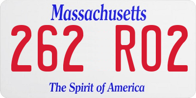 MA license plate 262RO2