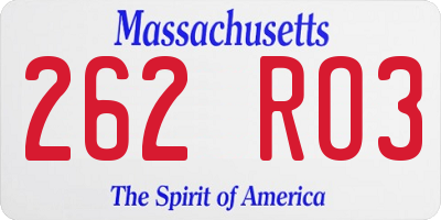MA license plate 262RO3