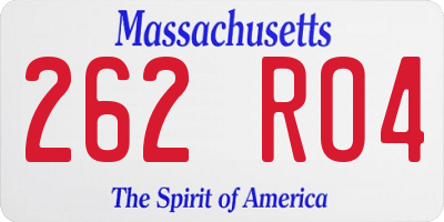 MA license plate 262RO4