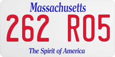MA license plate 262RO5