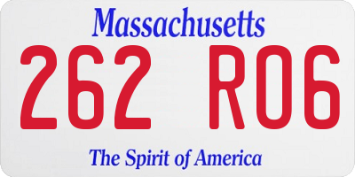 MA license plate 262RO6