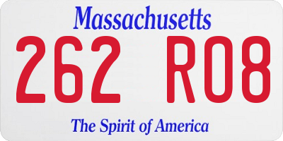 MA license plate 262RO8