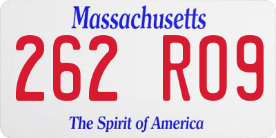 MA license plate 262RO9