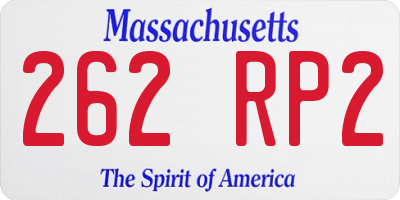 MA license plate 262RP2