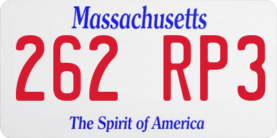 MA license plate 262RP3