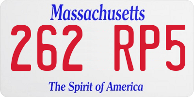 MA license plate 262RP5
