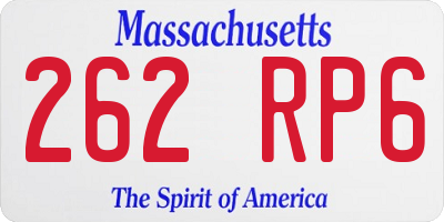 MA license plate 262RP6