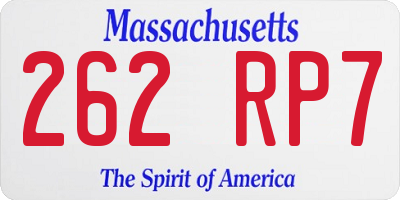 MA license plate 262RP7