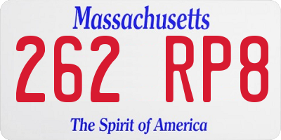 MA license plate 262RP8