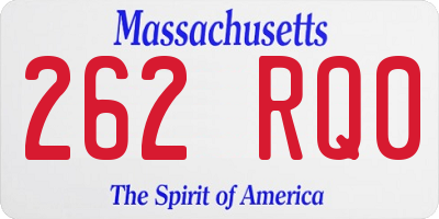 MA license plate 262RQ0