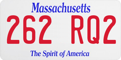 MA license plate 262RQ2