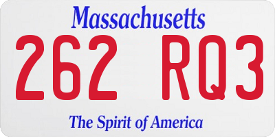 MA license plate 262RQ3