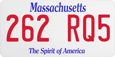 MA license plate 262RQ5