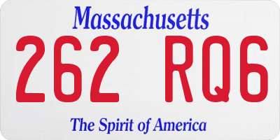 MA license plate 262RQ6