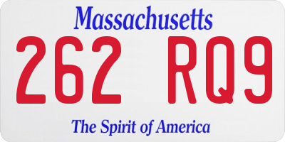 MA license plate 262RQ9