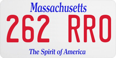 MA license plate 262RR0
