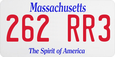 MA license plate 262RR3