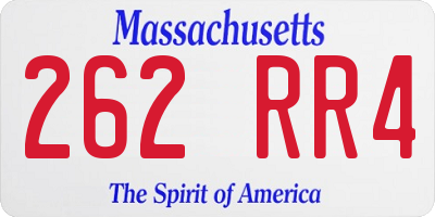 MA license plate 262RR4