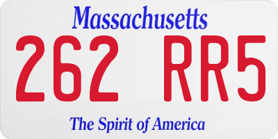 MA license plate 262RR5