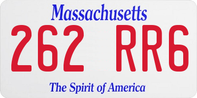 MA license plate 262RR6