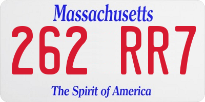 MA license plate 262RR7