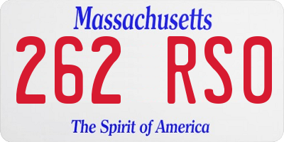 MA license plate 262RS0