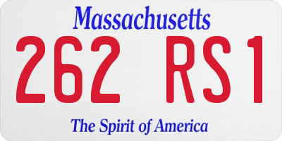 MA license plate 262RS1