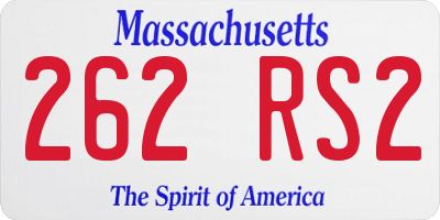 MA license plate 262RS2