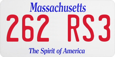 MA license plate 262RS3