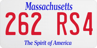 MA license plate 262RS4