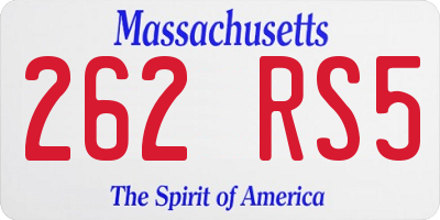 MA license plate 262RS5