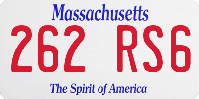 MA license plate 262RS6