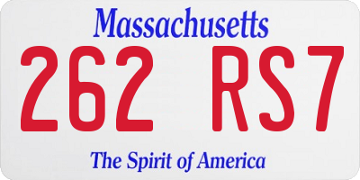 MA license plate 262RS7