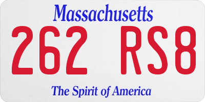 MA license plate 262RS8