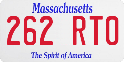 MA license plate 262RT0