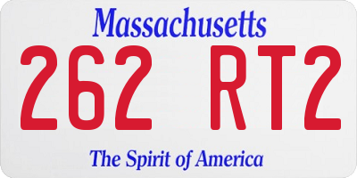 MA license plate 262RT2