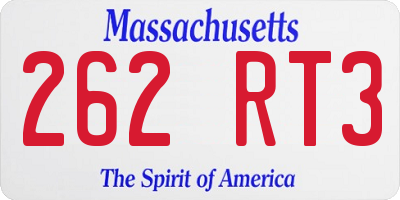 MA license plate 262RT3